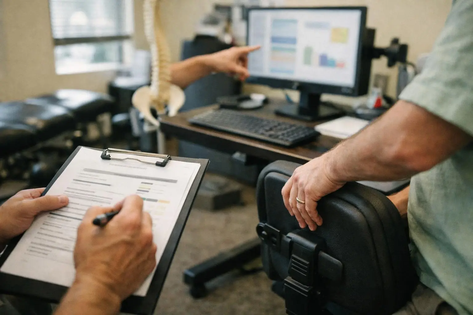 Ergonomic Assessment in Chiropractor: Ergonomic Assessment is a systematic evaluation of a workspace, tools, Or tasks—visu...